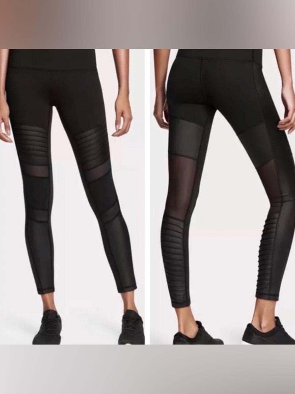 Victoria's Secret Black High-Waist Leggings with Mesh & Ribbed Panels